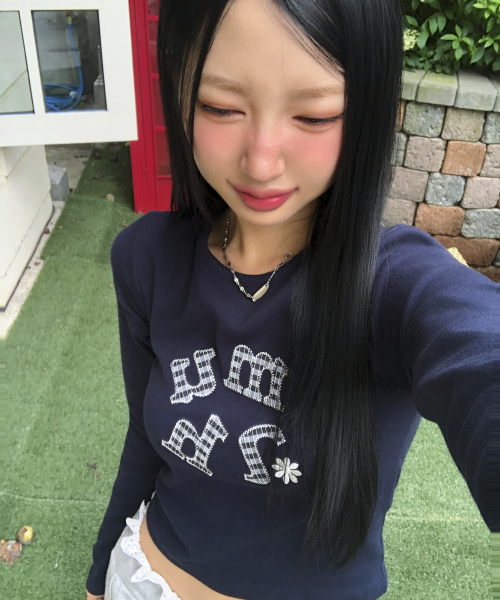 muahmuah（ムーアムーア）の「ダブルチェック 長袖Tシャツ [ネイビー]（Tシャツ/カットソー・レディース・その他・FREE）」の3枚目の写真