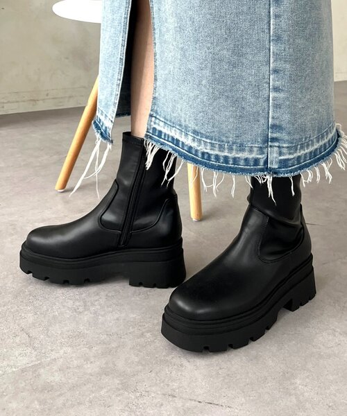 prose verse(プロズヴェール)の「トラックソールストレッチショートブーツ(ブーツ・レディース・ブラック・X-LARGE/LARGE/MEDIUM/SMALL)」の2枚目の写真