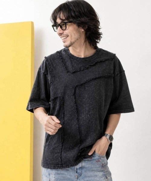 KAMINARI_TOKIO（カミナリトキオ）の「ピグメント加工フリンジ切替Tシャツ（Tシャツ/カットソー・レディース・ベージュ/ブラック・FREE）」の7枚目の写真