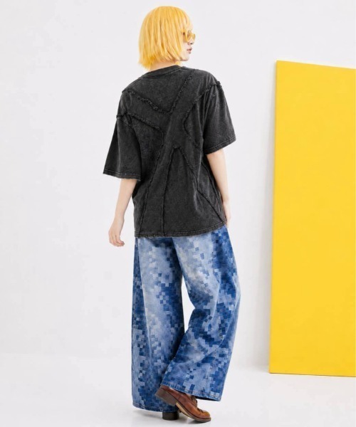 KAMINARI_TOKIO（カミナリトキオ）の「ピグメント加工フリンジ切替Tシャツ（Tシャツ/カットソー・レディース・ベージュ/ブラック・FREE）」の15枚目の写真