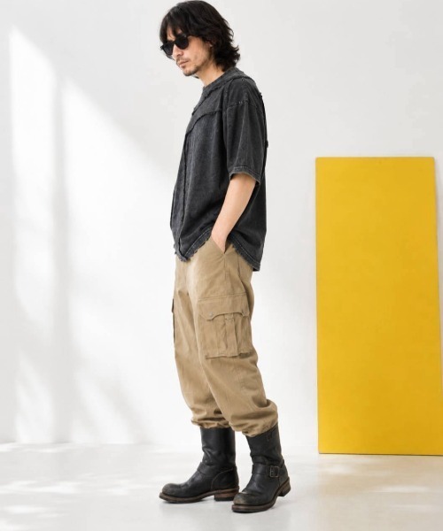KAMINARI_TOKIO（カミナリトキオ）の「ピグメント加工フリンジ切替Tシャツ（Tシャツ/カットソー・レディース・ベージュ/ブラック・FREE）」の20枚目の写真