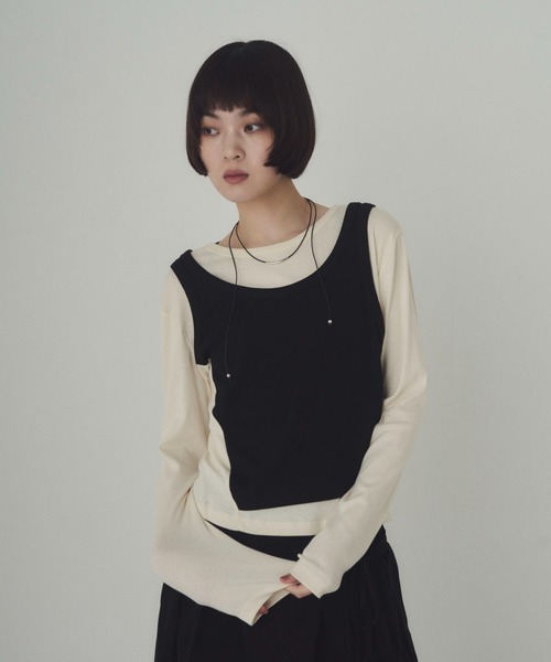 SOYEN(ソイエン)の「レイヤードライクトップス(Tシャツ/カットソー・レディース・グレー/ホワイト系その他/グレー系その他/ホワイト・F)」の3枚目の写真