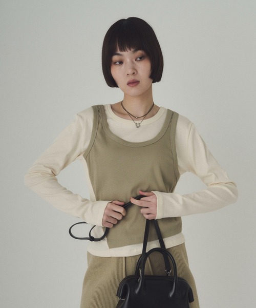 SOYEN(ソイエン)の「レイヤードライクトップス(Tシャツ/カットソー・レディース・グレー/ホワイト系その他/グレー系その他/ホワイト・F)」の2枚目の写真
