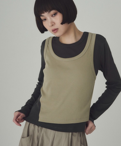 SOYEN(ソイエン)の「レイヤードライクトップス(Tシャツ/カットソー・レディース・グレー/ホワイト系その他/グレー系その他/ホワイト・F)」の9枚目の写真