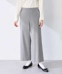 【すご楽シリーズ】千鳥柄ストレッチワイドパンツ【ウエストゴム】
