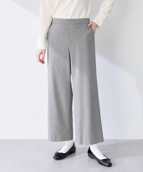 Petit Honfleur(プチオンフルール)の「【すご楽シリーズ】千鳥柄ストレッチワイドパンツ【ウエストゴム】(その他パンツ・レディース・ブラック・M/L)」の3枚目の写真