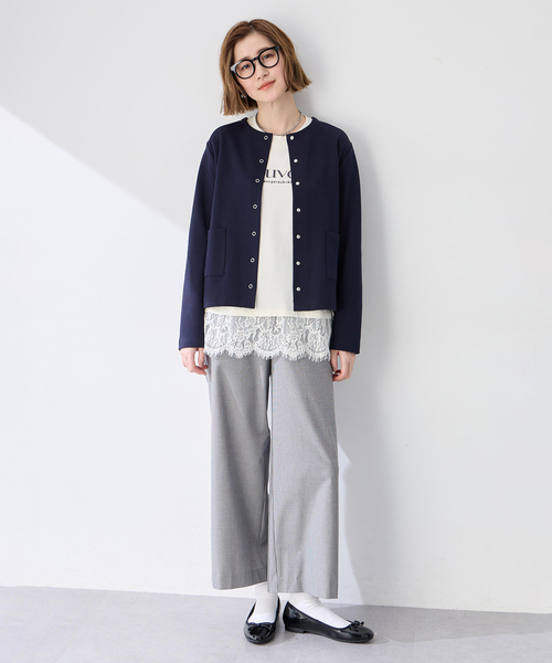 Petit Honfleur(プチオンフルール)の「【すご楽シリーズ】千鳥柄ストレッチワイドパンツ【ウエストゴム】(その他パンツ・レディース・ブラック・M/L)」の7枚目の写真