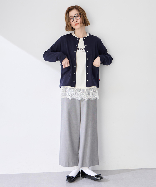 Petit Honfleur(プチオンフルール)の「【すご楽シリーズ】千鳥柄ストレッチワイドパンツ【ウエストゴム】(その他パンツ・レディース・ブラック・M/L)」の8枚目の写真