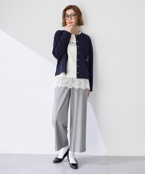 Petit Honfleur(プチオンフルール)の「【すご楽シリーズ】千鳥柄ストレッチワイドパンツ【ウエストゴム】(その他パンツ・レディース・ブラック・M/L)」の10枚目の写真