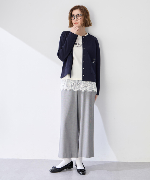 Petit Honfleur(プチオンフルール)の「【すご楽シリーズ】千鳥柄ストレッチワイドパンツ【ウエストゴム】(その他パンツ・レディース・ブラック・M/L)」の11枚目の写真