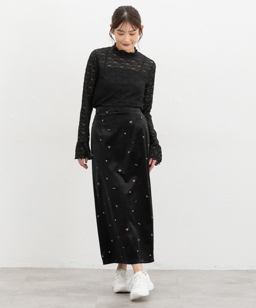 Honeys(ハニーズ)の「ベロア刺繍ナロースカート(スカート・レディース・ブラック/ブラウン・LL/L/M/S)」の5枚目の写真