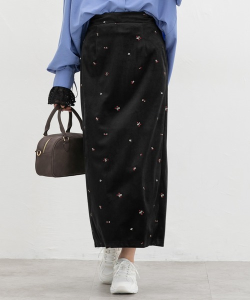 Honeys(ハニーズ)の「ベロア刺繍ナロースカート(スカート・レディース・ブラック/ブラウン・LL/L/M/S)」の6枚目の写真