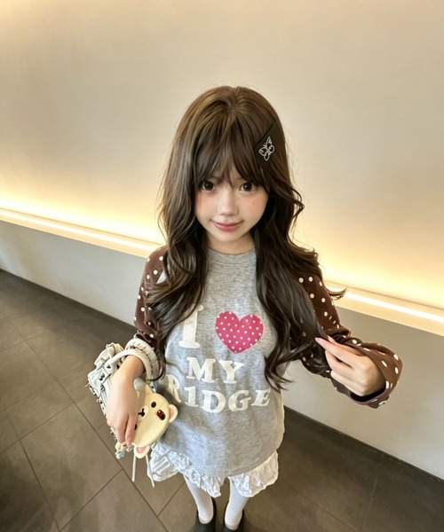 GEMEDA(ジェメダ)の「ドット柄袖 かわいいロングT(Tシャツ/カットソー・レディース・ブラック/ピンク/ブラウン・M)」の15枚目の写真