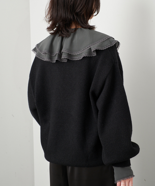 SLOBE IENA(スローブイエナ)の「シフォンレースカラーブラウス(シャツ/ブラウス・レディース・アイボリー/チャコールグレー・FREE)」の13枚目の写真