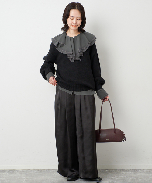 SLOBE IENA(スローブイエナ)の「シフォンレースカラーブラウス(シャツ/ブラウス・レディース・アイボリー/チャコールグレー・FREE)」の14枚目の写真