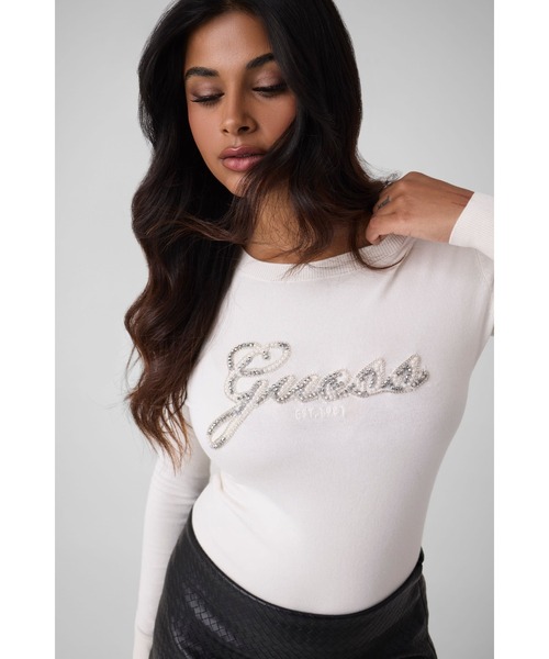 Guess(ゲス)の「GEORGIA Logo Sweater ニット セーター ロゴセーター(ニット/セーター・レディース・ブラック/クリーム・X-SMALL/SMALL/LARGE/MEDIUM)」の3枚目の写真