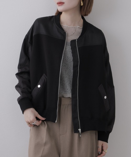 EGLANTINE（エグランティーヌ）の「EGLANTINE キルト切り替えブルソン（ブルゾン・レディース・ブラック/カーキ/グレー・38）」の4枚目の写真