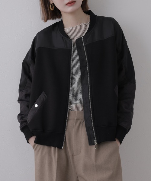 EGLANTINE（エグランティーヌ）の「EGLANTINE キルト切り替えブルソン（ブルゾン・レディース・ブラック/カーキ/グレー・38）」の9枚目の写真