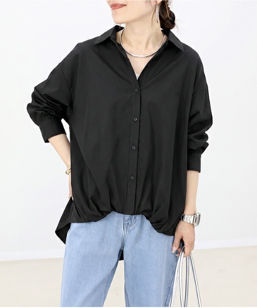 La-gemme(ラジェム)の「バルーン袖シャツブラウス/チュニック/体型カバー(シャツ/ブラウス・レディース・グレー/ブラック/ベージュ/ホワイト・フリー)」の2枚目の写真
