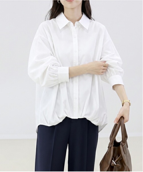 La-gemme(ラジェム)の「バルーン袖シャツブラウス/チュニック/体型カバー(シャツ/ブラウス・レディース・グレー/ブラック/ベージュ/ホワイト・フリー)」の5枚目の写真