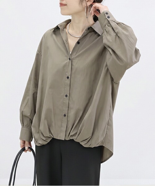 La-gemme(ラジェム)の「バルーン袖シャツブラウス/チュニック/体型カバー(シャツ/ブラウス・レディース・グレー/ブラック/ベージュ/ホワイト・フリー)」の7枚目の写真