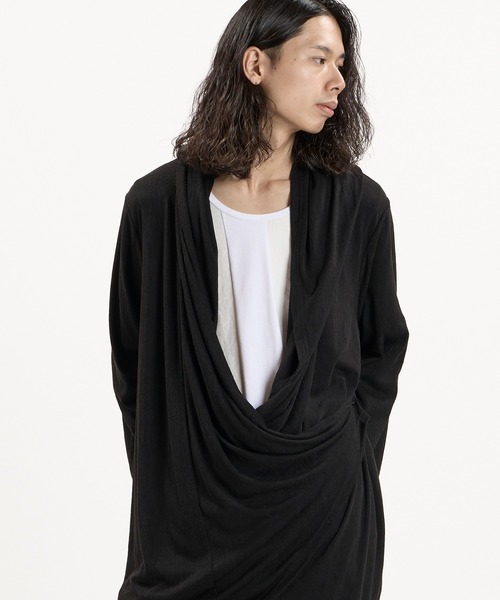 NO ID.(ノーアイディ)の「【NO ID.】Hood Drape Gown / フード ドレープ ガウン(カーディガン/ボレロ・メンズ・ブラック/その他23・ONE SIZE)」の3枚目の写真