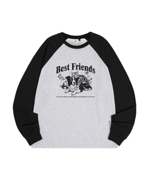 ブラシハートロゴラグラン長袖Tシャツ(ブラック)