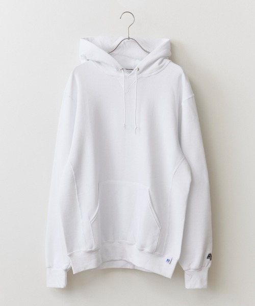 Russell Athletic(ラッセルアスレティック)の「【ROOPTOKYO別注】Russell Athletic/ラッセルアスレティック DRI POWER FLEECE ピスネーム プルオーバーパーカー メンズ レディース 刺繍 ブランドロゴ 保温 2026秋冬 秋服 冬服(パーカー・メンズ・ホワイト/ブラック/グレー/クリアレッド・S/M/L/XL/XXL)」の1枚目の写真