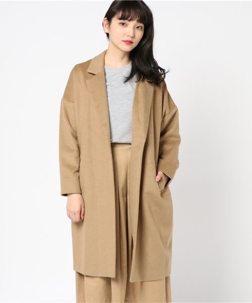 archives（アルシーヴ）の「ウールチェスターガウンコート（チェスターコート・レディース・キャメル/グレー・MEDIUM）」の2枚目の写真