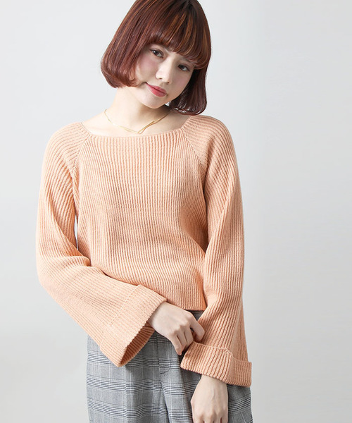 WEGO（ウィゴー）の「WEGO/ワイドスリーブニット（ニット/セーター・レディース・ピンク系その他/杢グレー/ホワイト/オレンジ系その他2・FREE）」の4枚目の写真