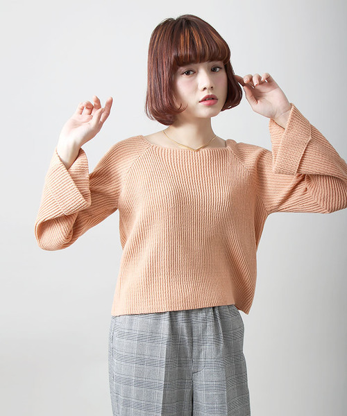 WEGO（ウィゴー）の「WEGO/ワイドスリーブニット（ニット/セーター・レディース・ピンク系その他/杢グレー/ホワイト/オレンジ系その他2・FREE）」の14枚目の写真