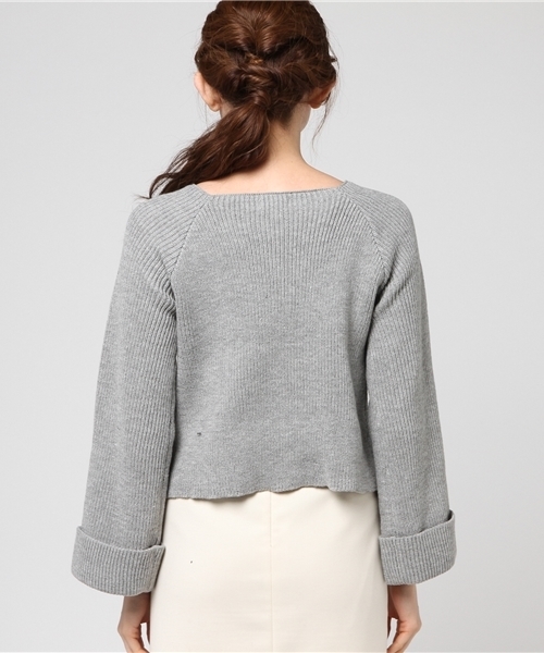 WEGO（ウィゴー）の「WEGO/ワイドスリーブニット（ニット/セーター・レディース・ピンク系その他/杢グレー/ホワイト/オレンジ系その他2・FREE）」の7枚目の写真