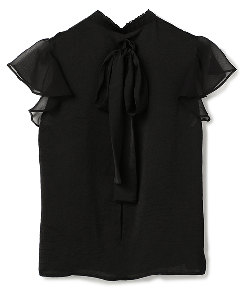 MICOAMERI（ミコアメリ）の「フリルスリーブバックリボンブラウス（シャツ/ブラウス・レディース・ブラック/ホワイト・FREE）」の3枚目の写真