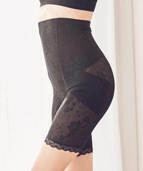 tu-hacci（ツーハッチ）の「骨盤・ヒップケア！総レースハイウエスト骨盤ガードル【スーパーロング丈】（インナーウェア/肌着・レディース・ブラック/ベージュ・X-LARGE/SMALL/MEDIUM/LARGE/XXX-LARGE/XXXX-LARGE）」の8枚目の写真