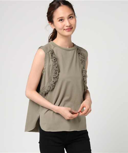 Banner Barrett(バナーバレット)の「タッセルジャージートップス(Tシャツ/カットソー・レディース・オフホワイト/ブルー/ブラック/カーキ/マスタード・38)」の8枚目の写真