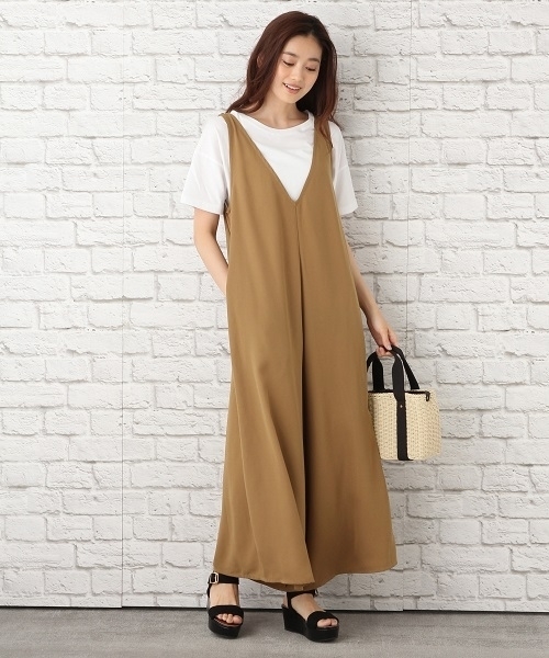 LEPSIM(レプシィム)の「ポリエステル100ワイドオールインワン 762908(つなぎ/オールインワン・レディース・ブラック/ダークベージュ/ドット・FREE)」の1枚目の写真