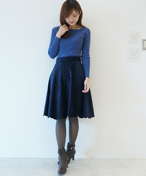 PROPORTION BODY DRESSING(プロポーションボディドレッシング)の「【美人百花 11月号掲載】スムースベロアエンブロイダリーフレアスカート(スカート・レディース・ピンク系その他/ピンク系その他2/ネイビー・1/2/3)」の9枚目の写真