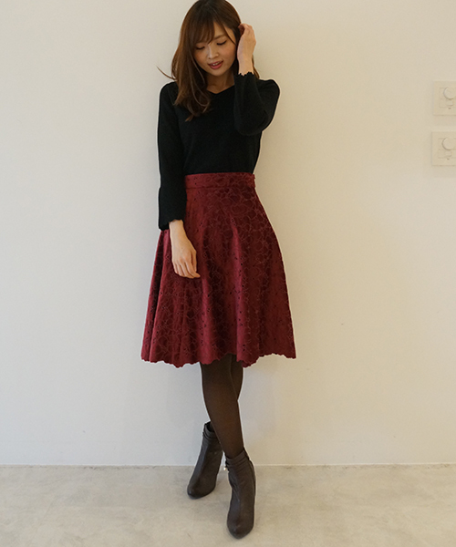 PROPORTION BODY DRESSING(プロポーションボディドレッシング)の「【美人百花 11月号掲載】スムースベロアエンブロイダリーフレアスカート(スカート・レディース・ピンク系その他/ピンク系その他2/ネイビー・1/2/3)」の8枚目の写真