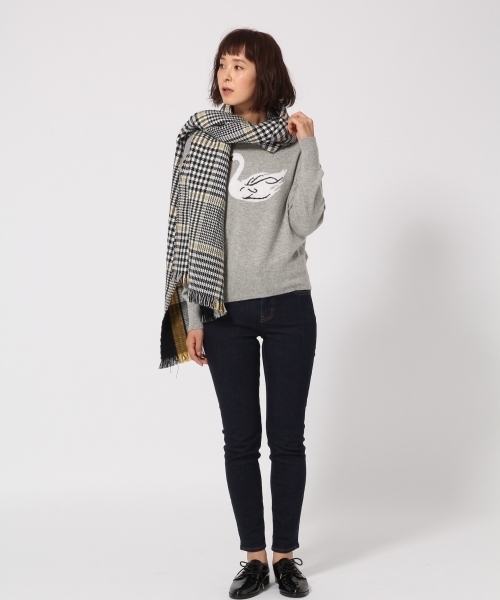 GLOBAL WORK（グローバルワーク）の「スワンジャガードプルオーバー長袖/765605（ニット/セーター・レディース・ネイビー/グリーン/グレー・FREE）」の4枚目の写真