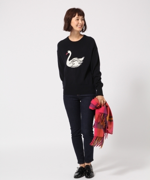 GLOBAL WORK（グローバルワーク）の「スワンジャガードプルオーバー長袖/765605（ニット/セーター・レディース・ネイビー/グリーン/グレー・FREE）」の6枚目の写真