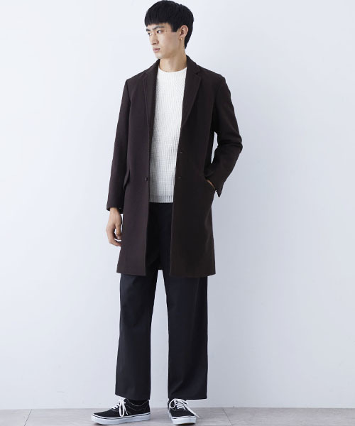 FACTOTUM（ファクトタム）の「【FACTOTUM】別注メリノウールチェスターコート（チェスターコート・メンズ・ブラウン/ブラック・44/46）」の4枚目の写真