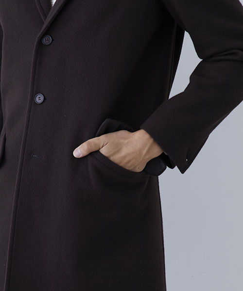 FACTOTUM（ファクトタム）の「【FACTOTUM】別注メリノウールチェスターコート（チェスターコート・メンズ・ブラウン/ブラック・44/46）」の9枚目の写真