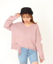 ENVYM | ＤＡＭＡＧＥ ＣＲＯＰＰＥＤ ＫＮＩＴ                (ニット/セーター)