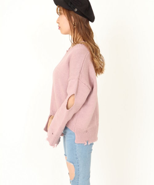 ENVYM（アンビー）の「ＤＡＭＡＧＥ ＣＲＯＰＰＥＤ ＫＮＩＴ                （ニット/セーター・レディース・ホワイト/ブラック/ピンク/イエロー・FREE）」の7枚目の写真