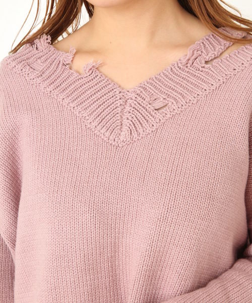 ENVYM（アンビー）の「ＤＡＭＡＧＥ ＣＲＯＰＰＥＤ ＫＮＩＴ                （ニット/セーター・レディース・ホワイト/ブラック/ピンク/イエロー・FREE）」の5枚目の写真