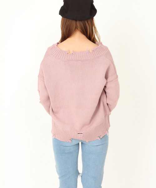 ENVYM（アンビー）の「ＤＡＭＡＧＥ ＣＲＯＰＰＥＤ ＫＮＩＴ                （ニット/セーター・レディース・ホワイト/ブラック/ピンク/イエロー・FREE）」の6枚目の写真