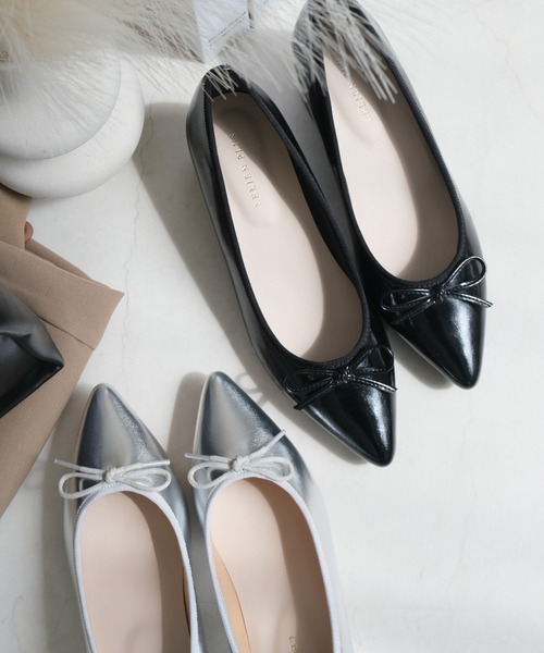 AmiAmi（アミアミ）の「3.5cmチャンキーヒールバレエパンプス（パンプス・レディース・ワイン/レッド/ダークネイビー/ブラック系その他/チェック/ネイビー/グレー/ブラック/ダークグリーン/シルバー/グレイッシュベージュ/レオパード/ライトベージュ/パイソン/ブラック系その他2/ベージュ系その他/ブラック×ホワイト/ゼブラ/ブラック系その他3/ブラック系その他4/ホワイト系その他/ブラック系その他5/ゴールド系その他/シルバー系その他・L/S/M/3L/LL/SS）」の6枚目の写真