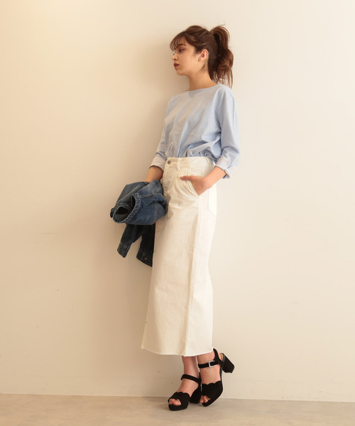 FREE'S MART（フリーズマート）の「ハイウエストロングタイトデニムスカ―ト（デニムスカート・レディース・ブルー系その他/ホワイト系その他・MEDIUM/SMALL）」の7枚目の写真