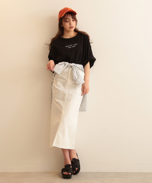 FREE'S MART（フリーズマート）の「ハイウエストロングタイトデニムスカ―ト（デニムスカート・レディース・ブルー系その他/ホワイト系その他・MEDIUM/SMALL）」の5枚目の写真