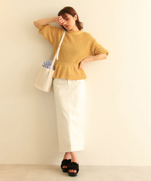 FREE'S MART（フリーズマート）の「ハイウエストロングタイトデニムスカ―ト（デニムスカート・レディース・ブルー系その他/ホワイト系その他・MEDIUM/SMALL）」の16枚目の写真